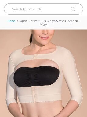 Marena Open-Bust 3/4 Sleeve Compression Vest — black